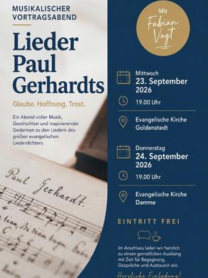 Plakat Lieder von Paul Gerhardts am 23.09.2026 in Damme
