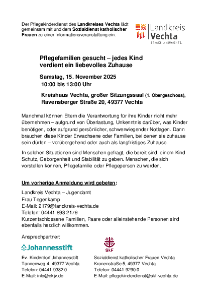 Pflegefamilien gesucht