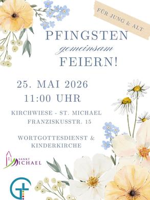 Flyer ökumenischer Pfingstgottesdienst im Freien und Kindergottesdienst