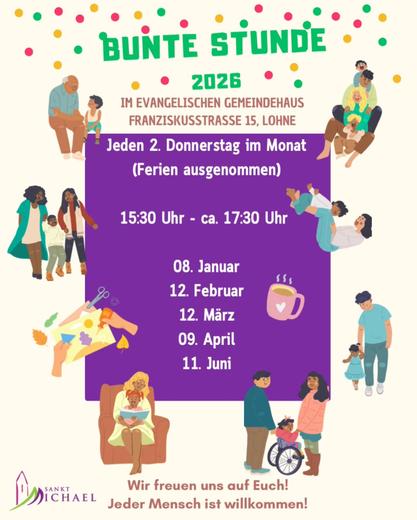 Termine Bunte Stunde Januar bis Juni 2026